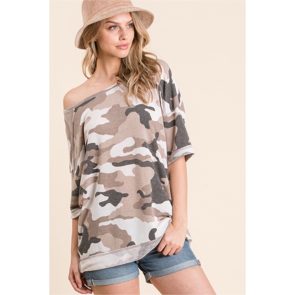 ❤️LAST 2! Super Soft Camo Round Neck Relaxed Fit Top! - Picture 3 of 7
